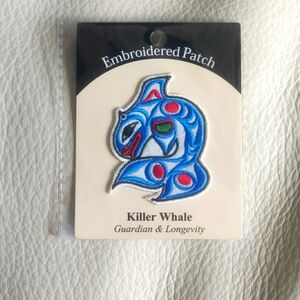 'Killer Whale' 2.5" Embroidered Patch Indigenous Design by Angela Kimble
